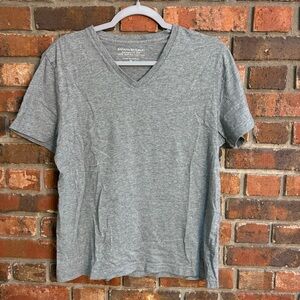 Banana Republic mens supima cotton v neck the Authentic tee gray medium